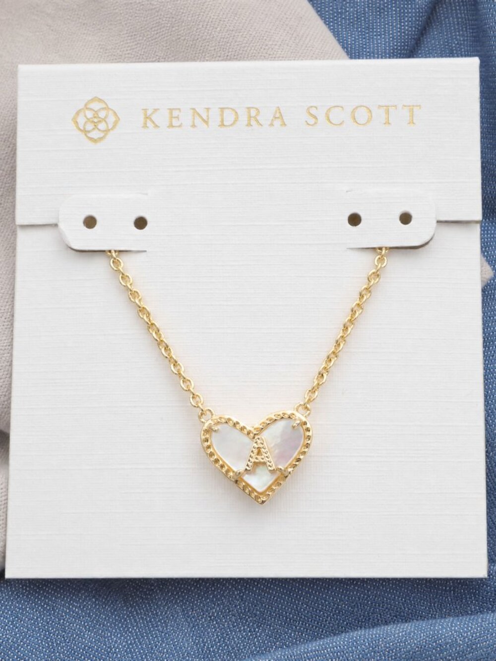 Kendra Scott Gold Mother-of-Pearl Ari Heart Letter A Necklace